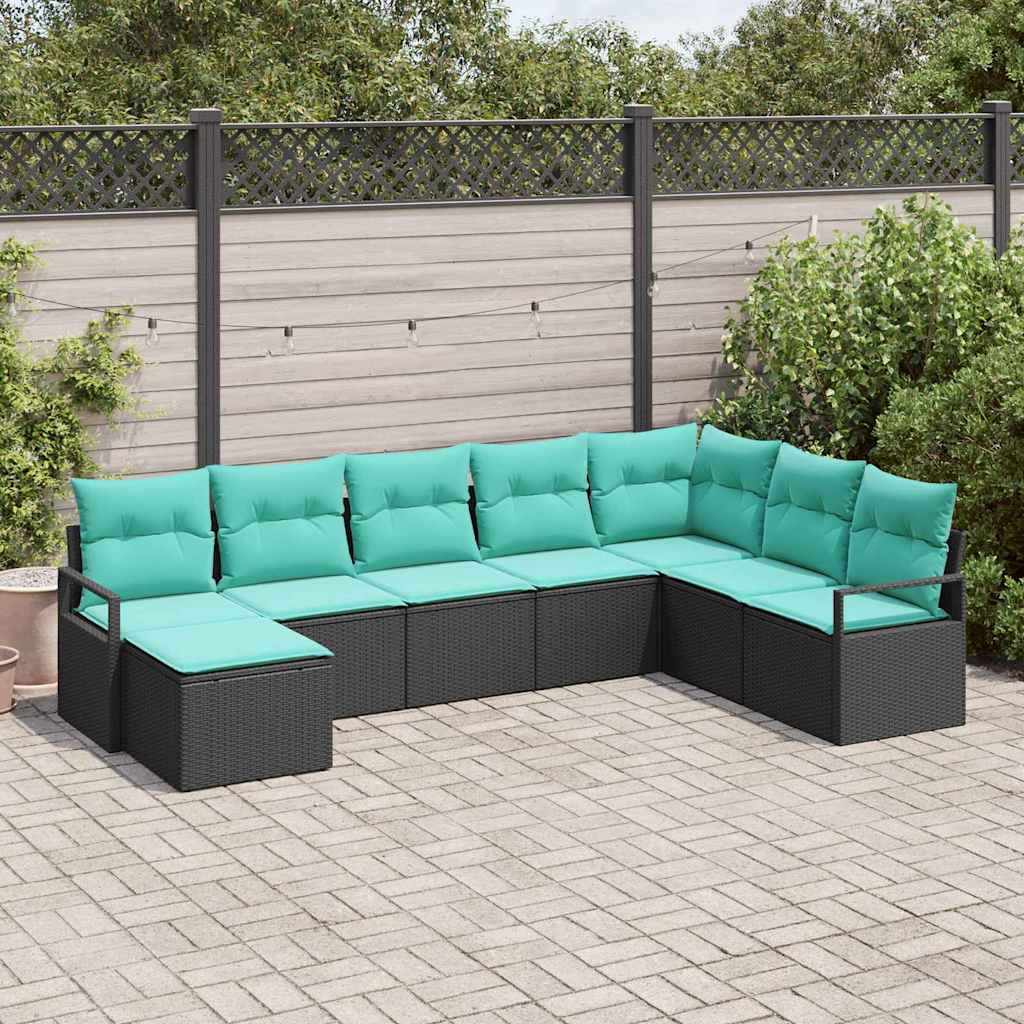 Set sofe s jastukom 8 pcs Crna poliratan