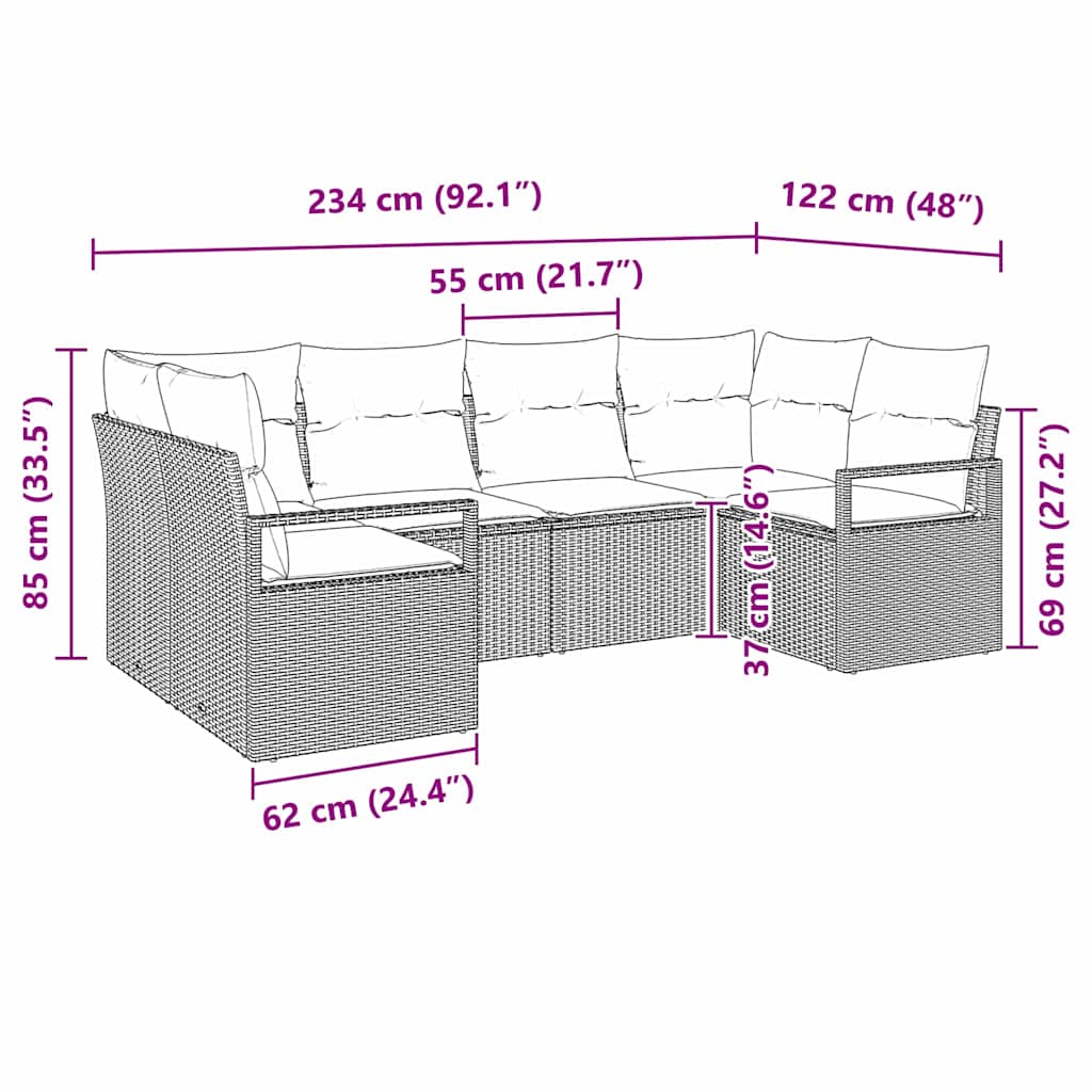 Set sofe s jastukom 6 pcs Bež poliratan