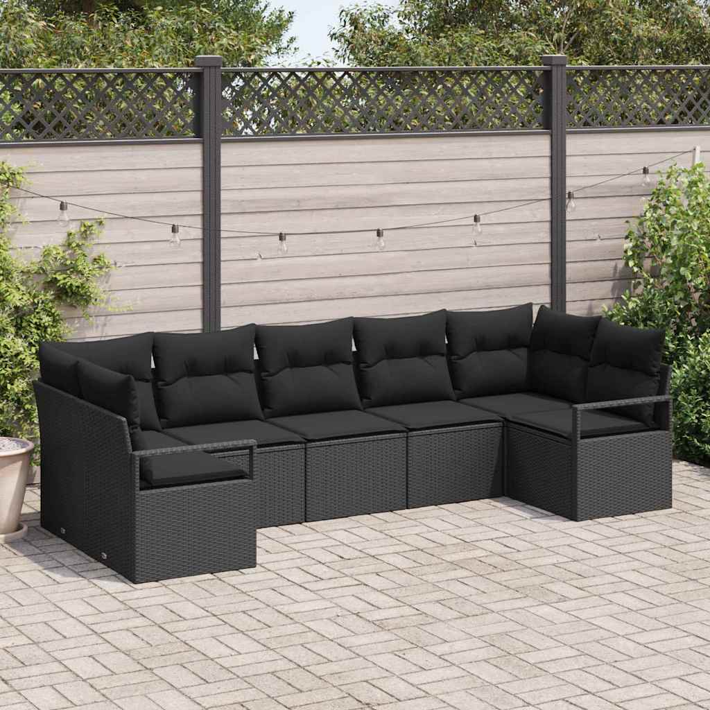 Set sofe s jastukom 7 pcs Crna poliratan