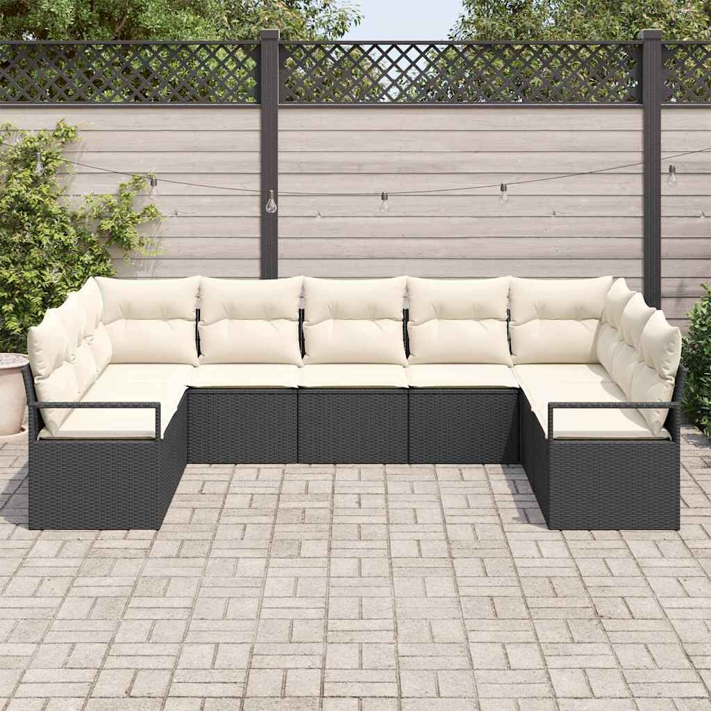 Set sofe s jastukom 9 pcs Crna poliratan