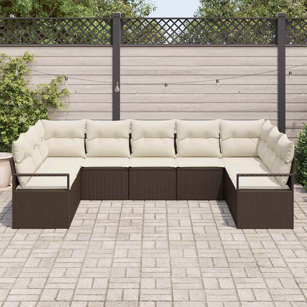 Set sofe s jastukom 9 pcs Smeđa poliratan