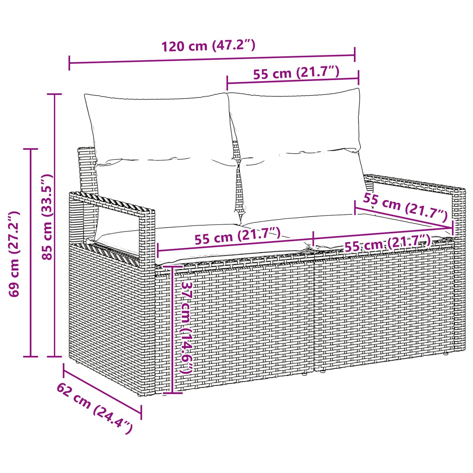 Set sofe s jastukom 10 pcs Smeđa poliratan