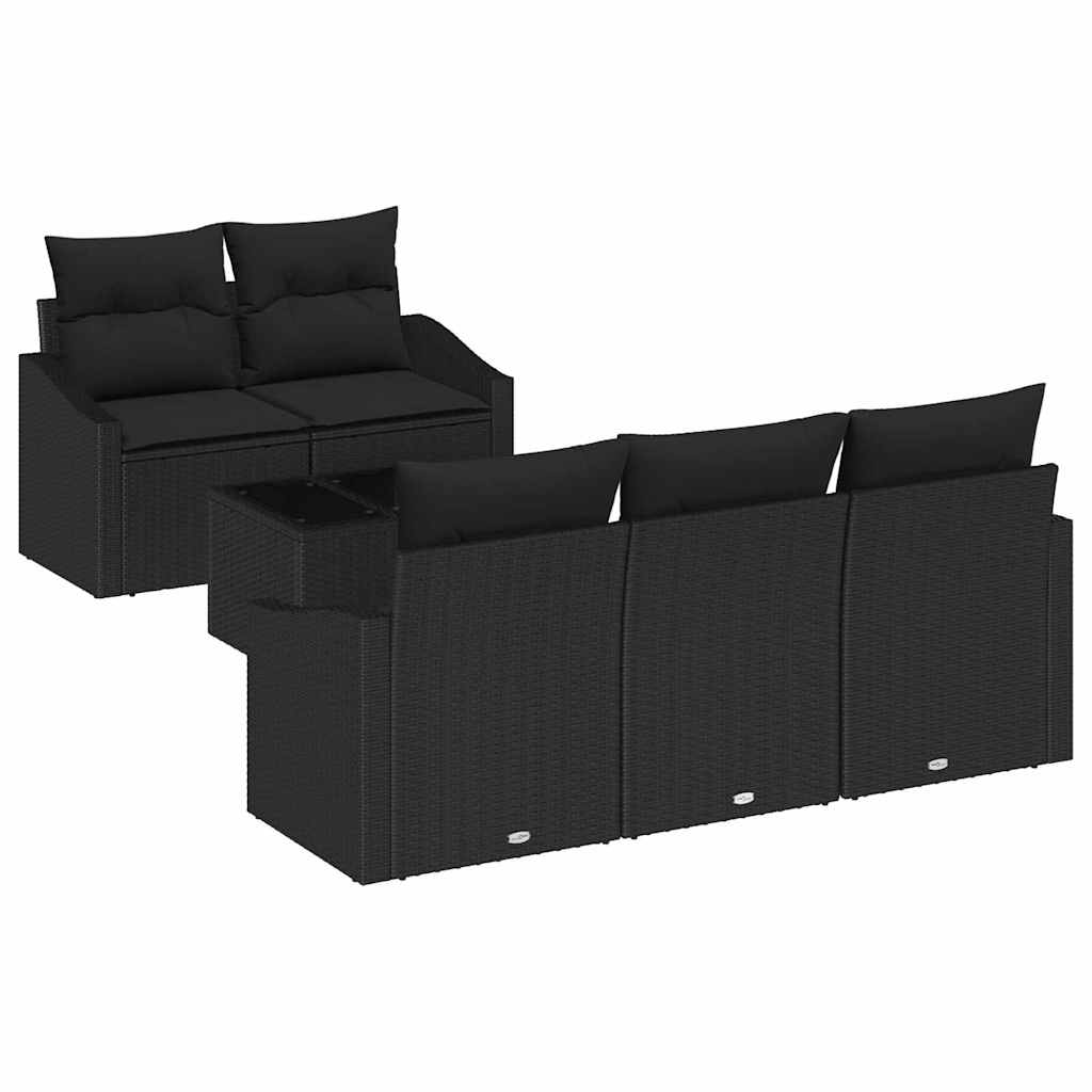 Set sofe s jastukom s jastukom 6 pcs Crna poliratan
