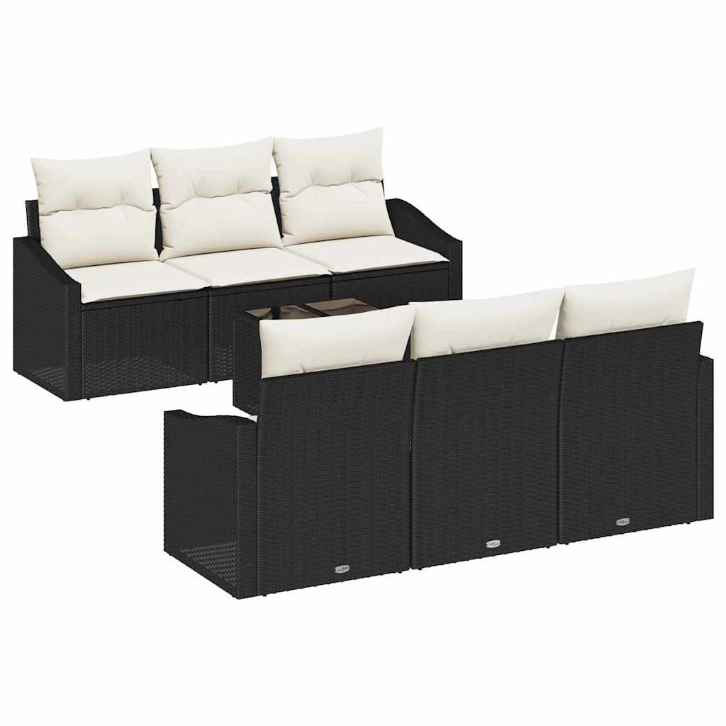 Set sofe s jastukom s jastukom 7 pcs Crna i Krema poliratan