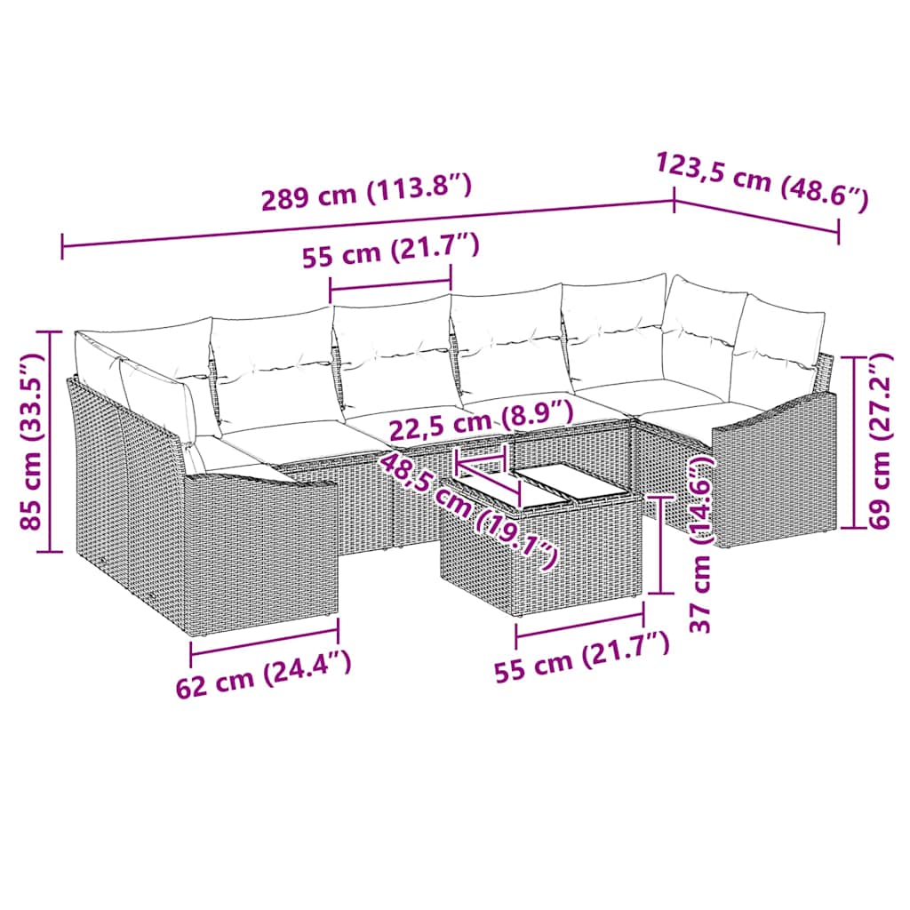 Set sofe s jastukom s jastukom Siva 55 x 55 x 37 cm poliratan