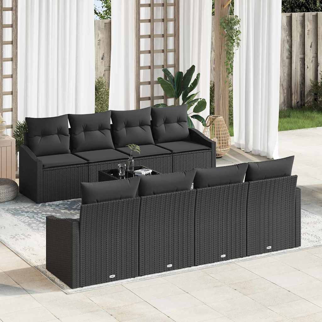Set sofe s jastukom s jastukom 9 pcs Crna poliratan