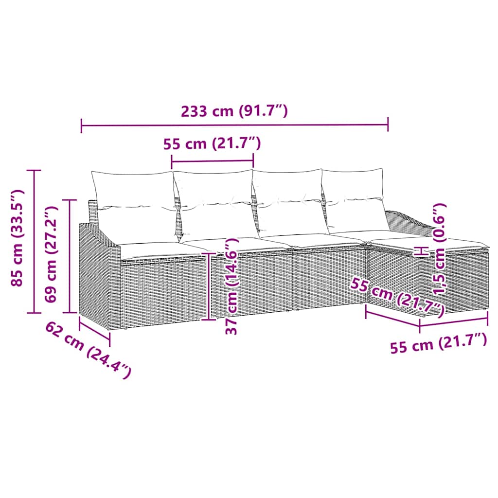 Set sofe s jastukom 5 pcs Crna poliratan