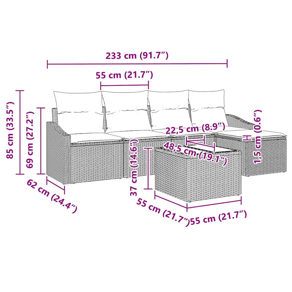 Set sofe s jastukom 6 pcs Bež poliratan