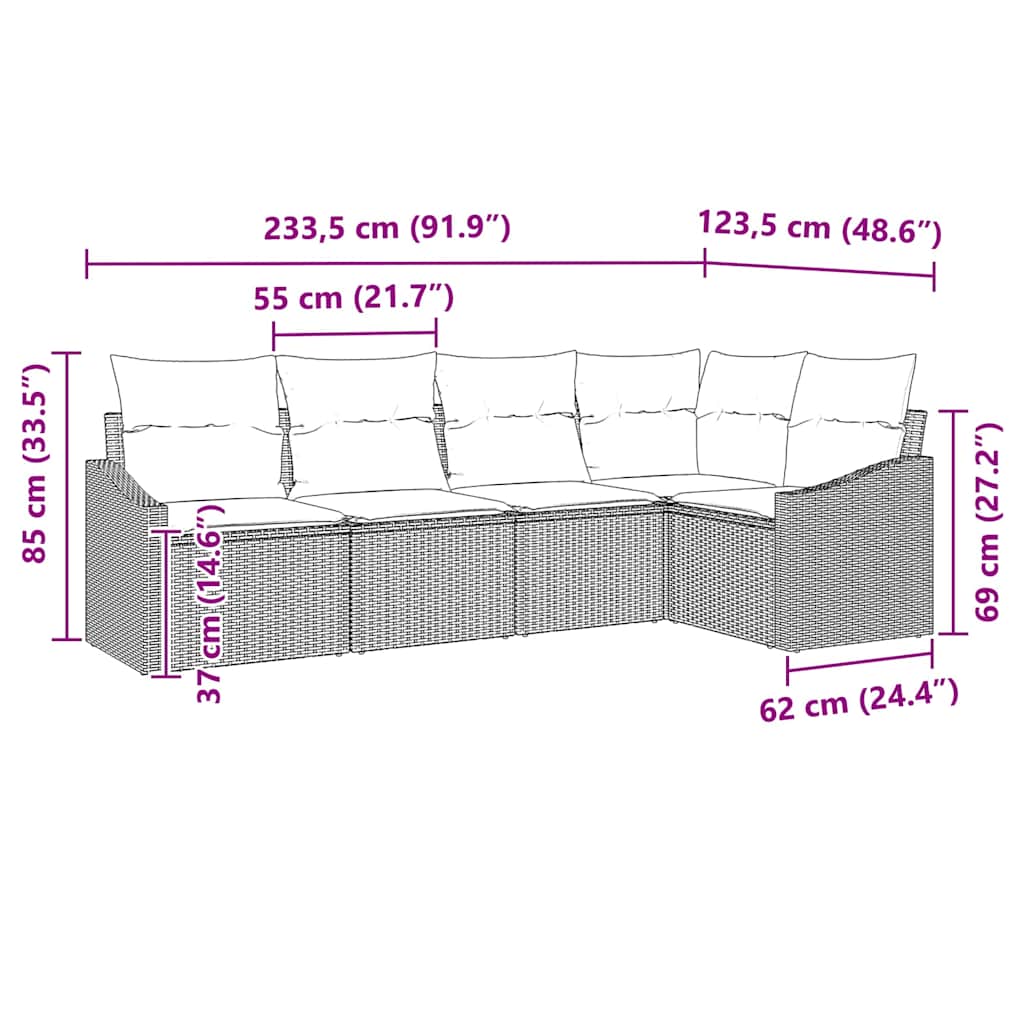 Set sofe s jastukom 5 pcs Bež poliratan