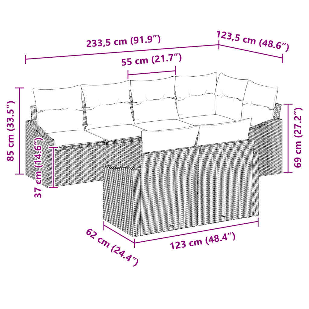 Set sofe s jastukom 7 pcs Crna poliratan