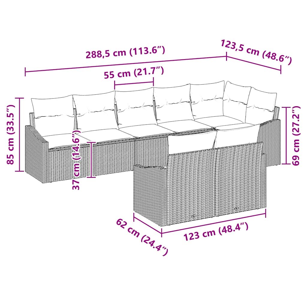 Set sofe s jastukom 8 pcs Crna poliratan