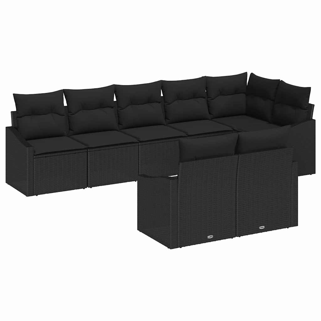 Set sofe s jastukom 8 pcs Crna poliratan