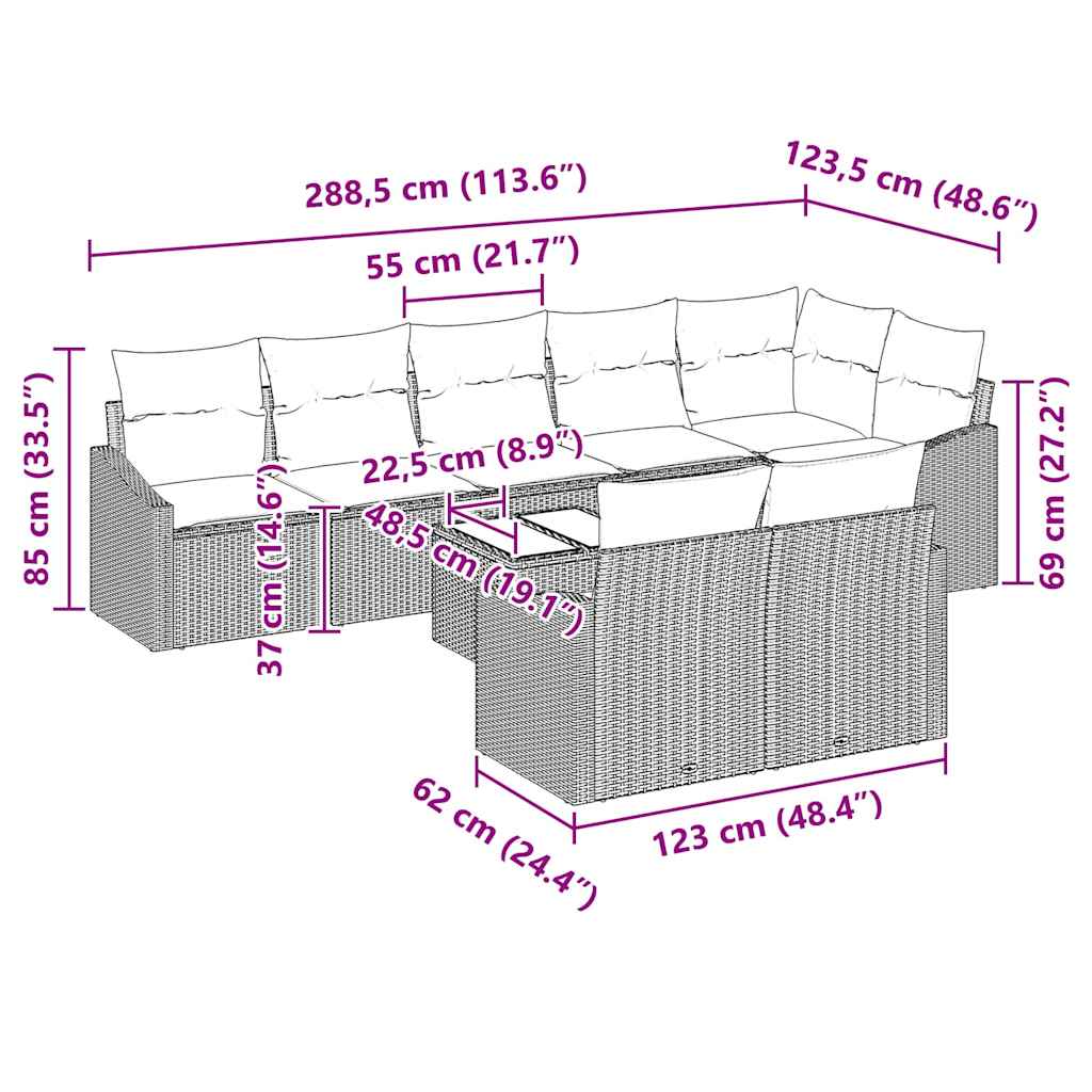 Set sofe s jastukom 9 pcs Svjetlosiva poliratan