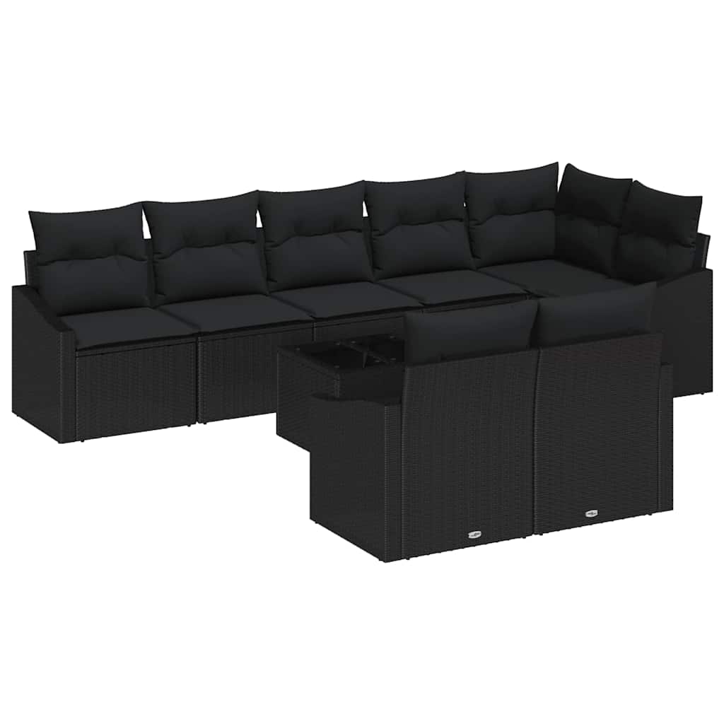 Set sofe s jastukom 9 pcs Crna poliratan