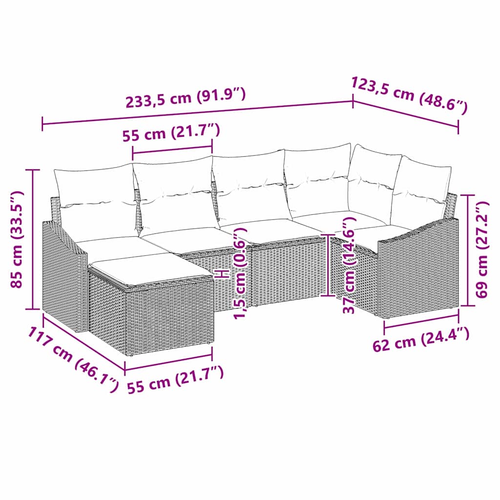 Set sofe s jastukom 6 pcs Svjetlosiva poliratan