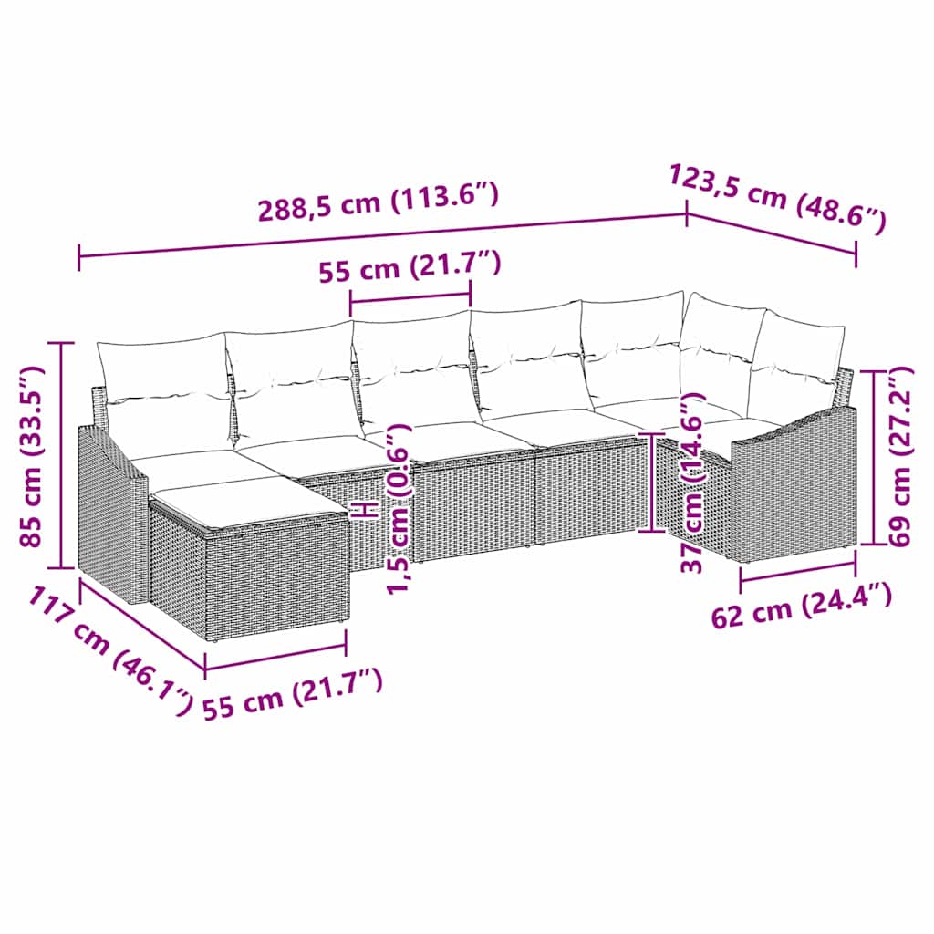 Set sofe s jastukom 7 pcs Bež poliratan