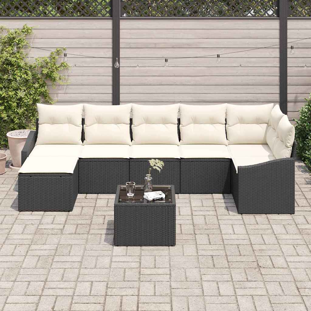 Set sofe s jastukom 8 pcs Crna poliratan