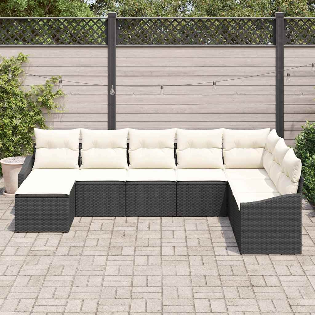 Set sofe s jastukom 8 pcs Crna poliratan