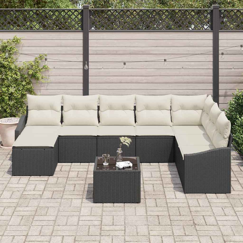 Set sofe s jastukom 9 pcs Crna poliratan