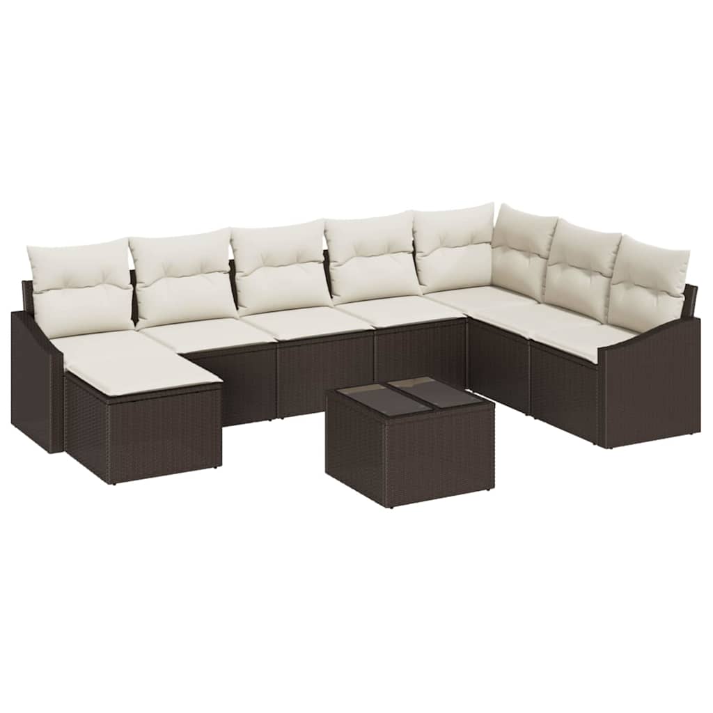 Set sofe s jastukom 9 pcs Smeđa poliratan
