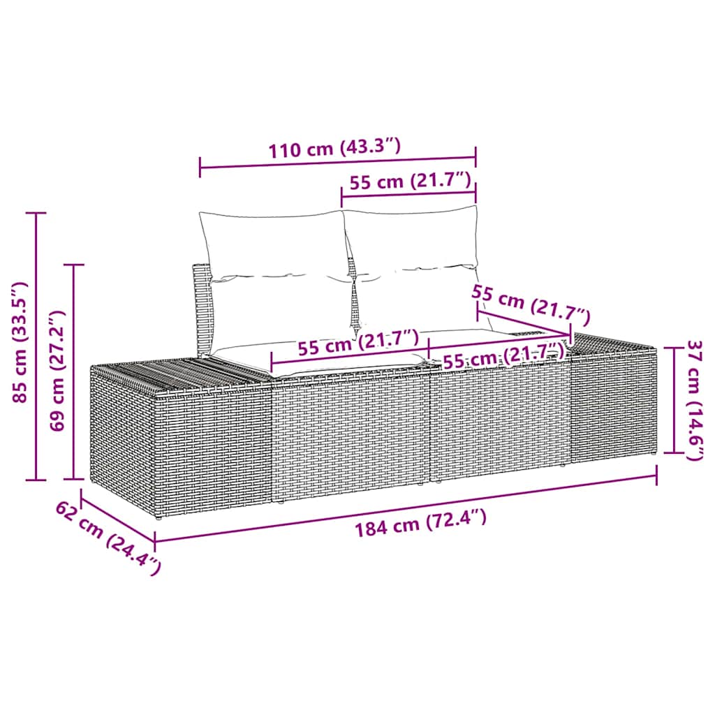 Sjedeća garnitura za vrt s jastukom 6 pcs Bež poliratan