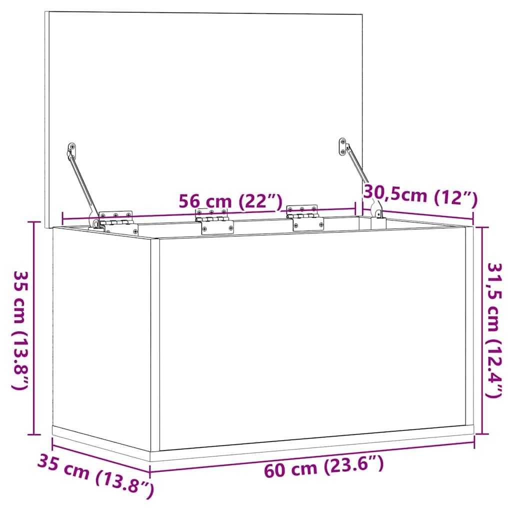 Kutija za spremanje s pohranom Staro drvo 60 x 35 x 35 cm