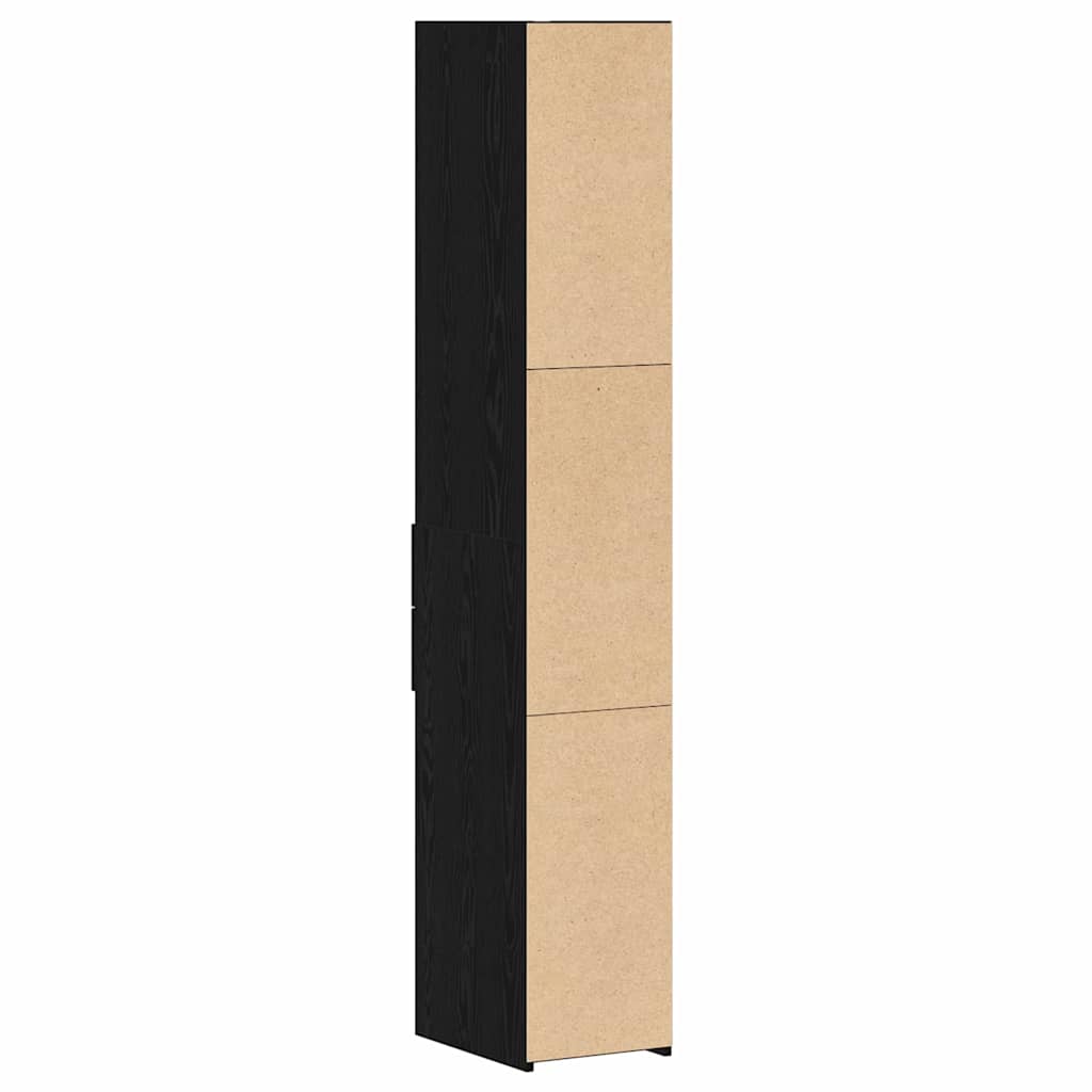 Police za knjige s ladicama Crni hrast 30 x 42.4 x 185.2 cm