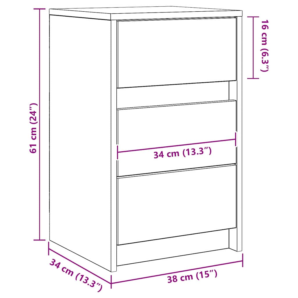 Noćni ormar Crni hrast 38 x 34 x 61 cm Konstruirano drvo