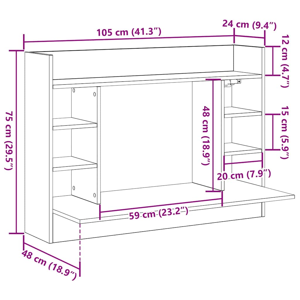 Stol za zid hrast artisan 105 x 48 x 75 cm Konstruirano drvo