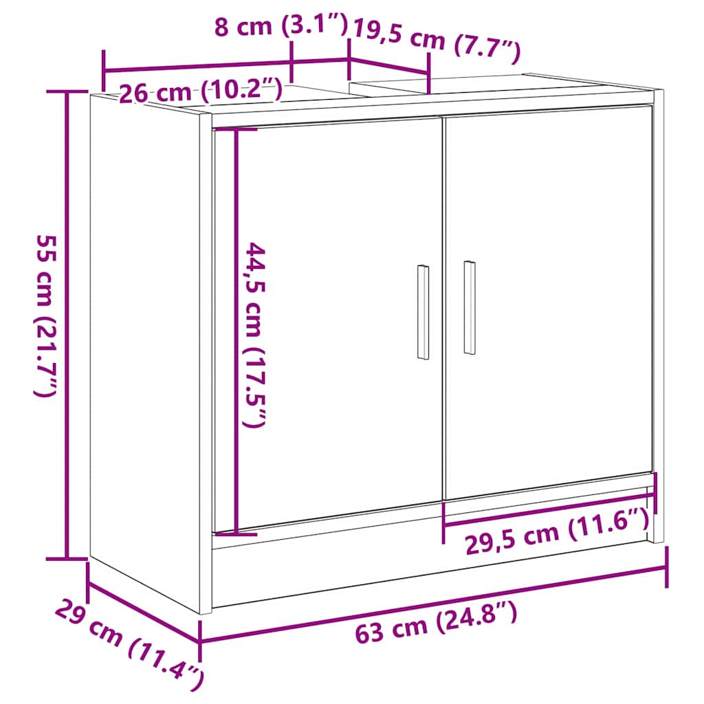 Kupaonski ormar Staro drvo 63 x 29 x 55 cm Konstruirano drvo