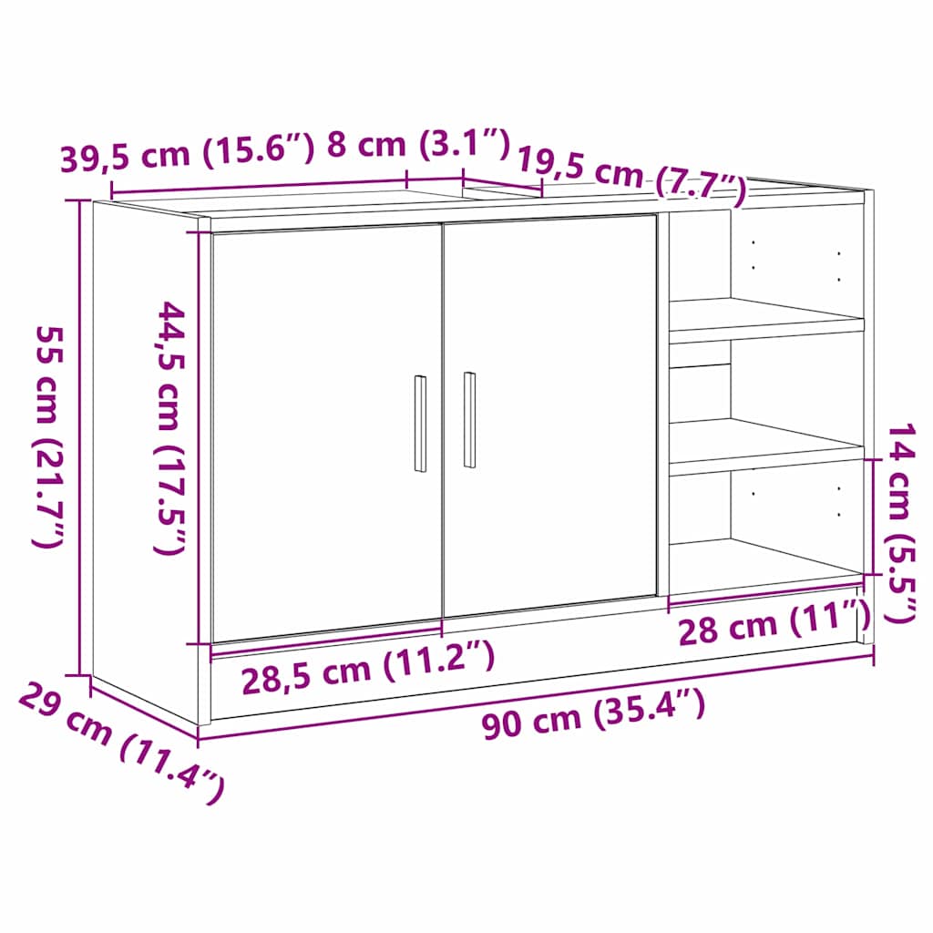 Kupaonski ormar Staro drvo 90 x 29 x 55 cm Konstruirano drvo