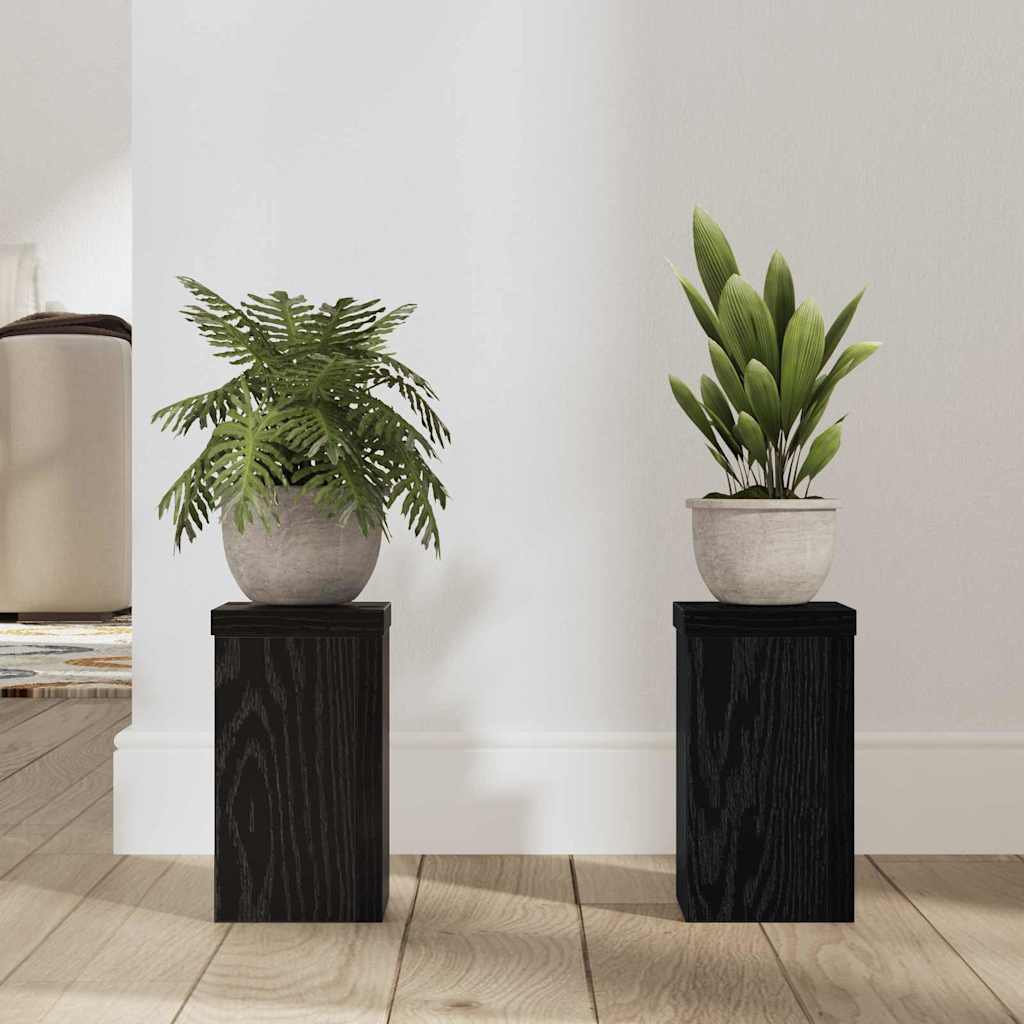 Stalak za biljke 2 pcs Crni hrast 10 x 10 x 18 cm