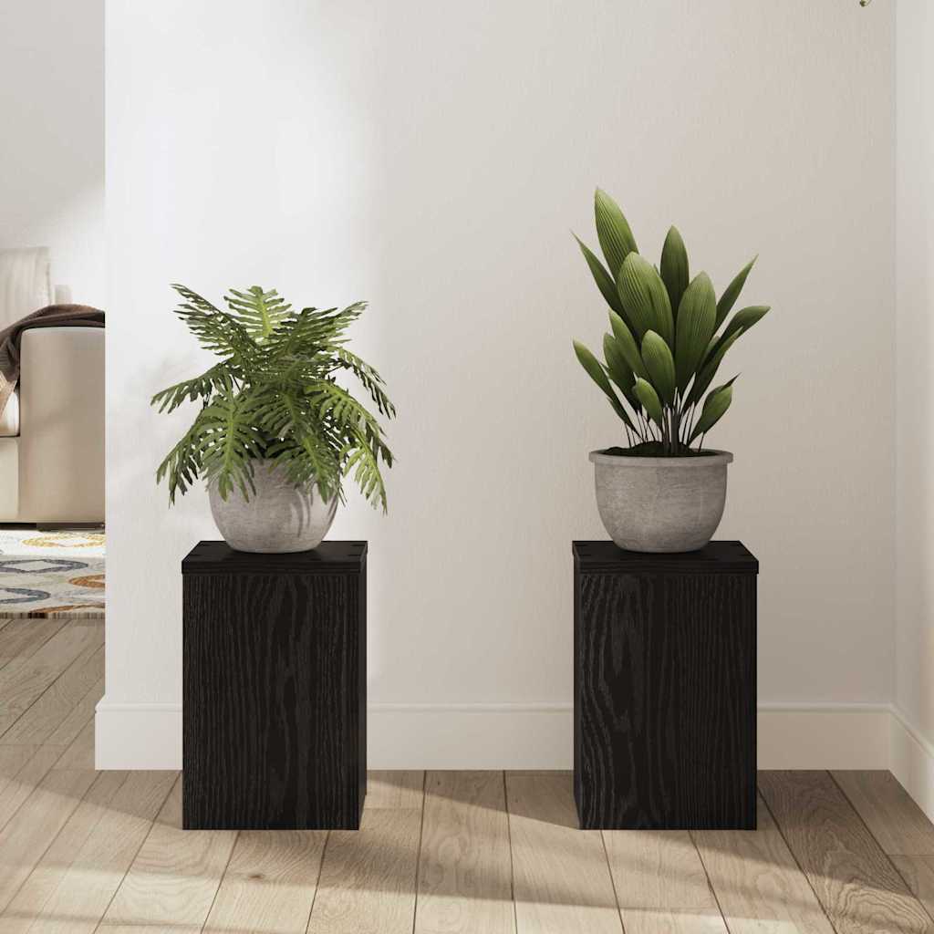 Stalak za biljke 2 pcs Crni hrast 20 x 20 x 30 cm