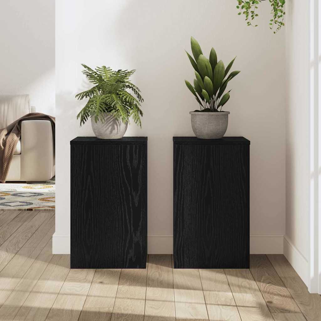 Stalak za biljke 2 pcs Crni hrast 30 x 30 x 50 cm