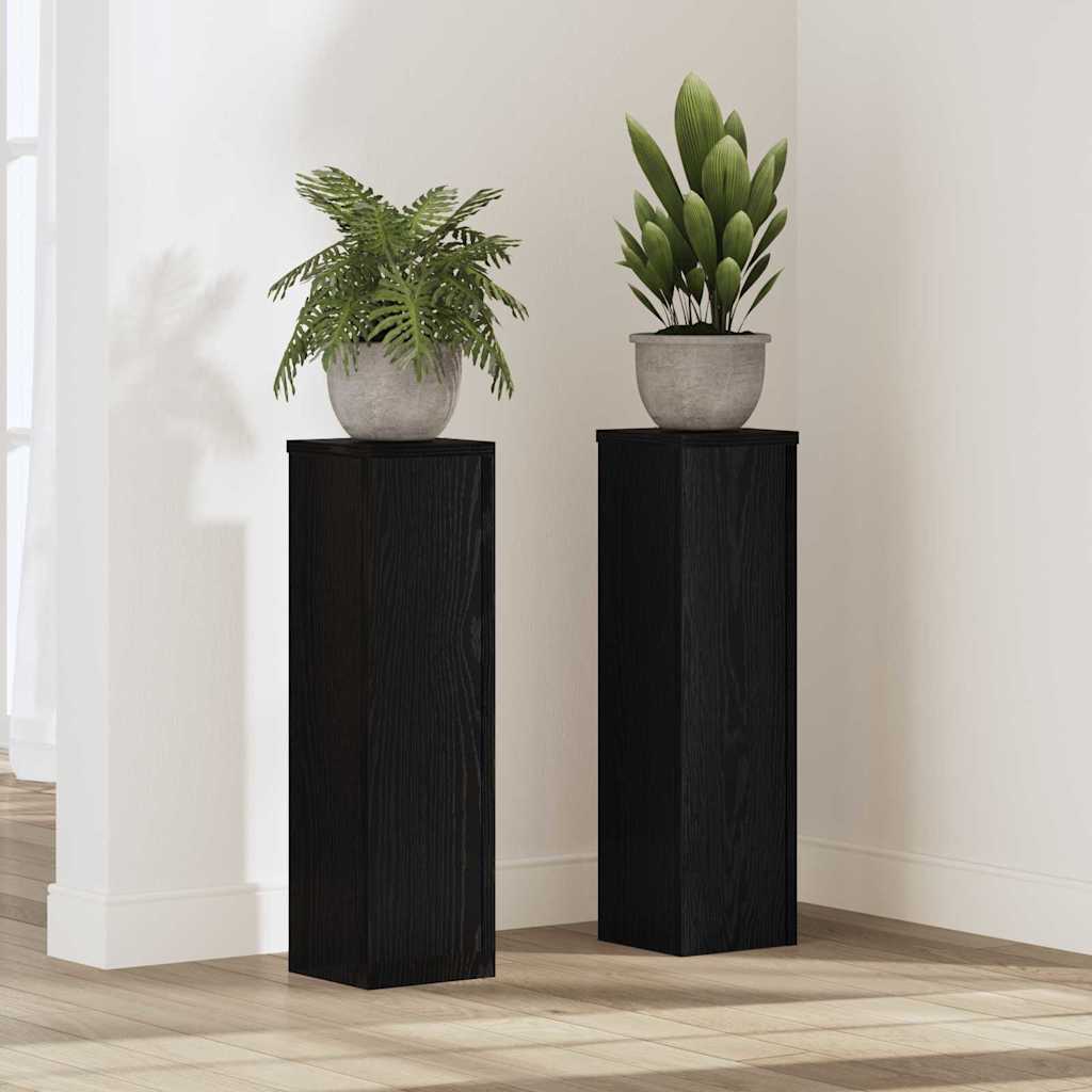 Stalak za biljke 2 pcs Crni hrast 17 x 17 x 60 cm