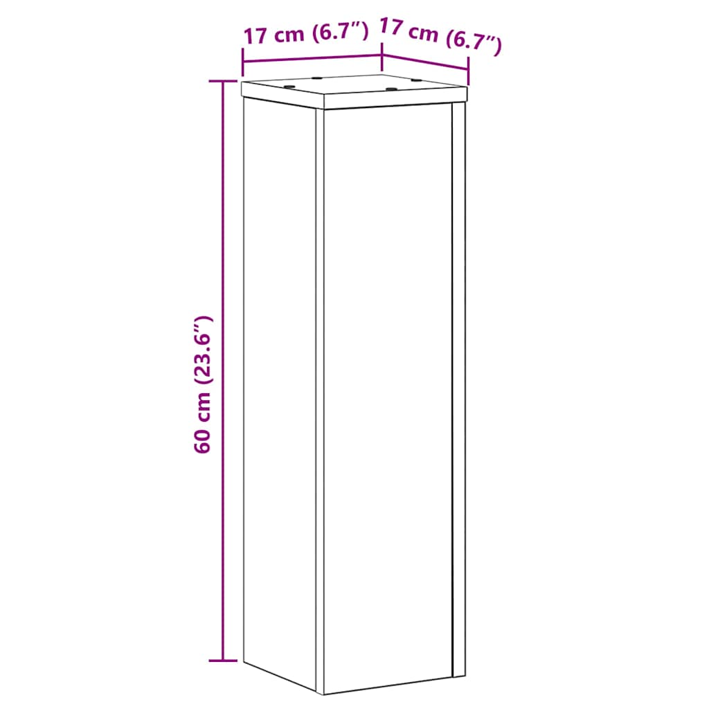 Stalak za biljke 2 pcs Crni hrast 17 x 17 x 60 cm