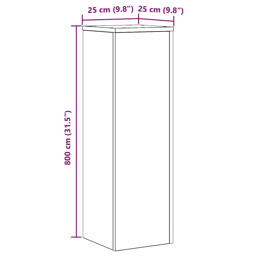 Stalak za biljke 2 pcs Crni hrast 25 x 25 x 80 cm