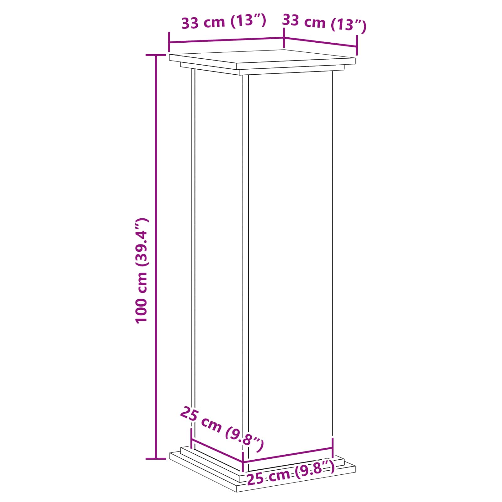 Stalak za biljke Crni hrast 33 x 33 x 100 cm Konstruirano drvo