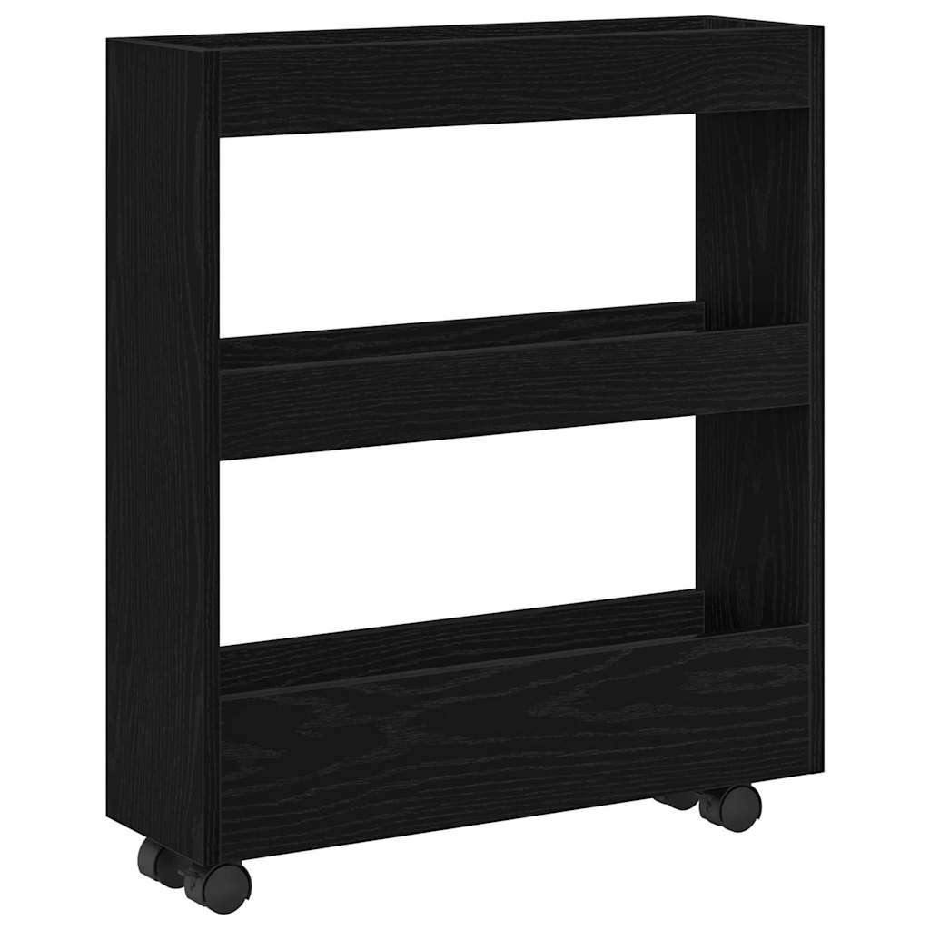 Uska kolica za pohranu Crni hrast 60 x 18 x 70 cm