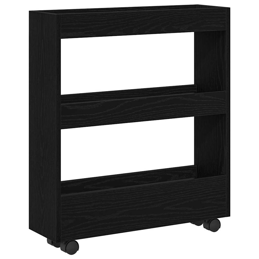 Uska kolica za pohranu Crni hrast 60 x 18 x 70 cm