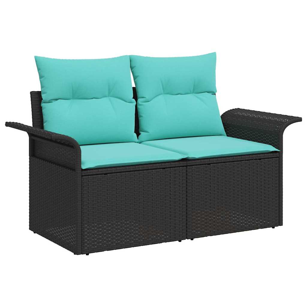 Sjedeća garnitura za vrt s jastukom 9 pcs Crna poliratan