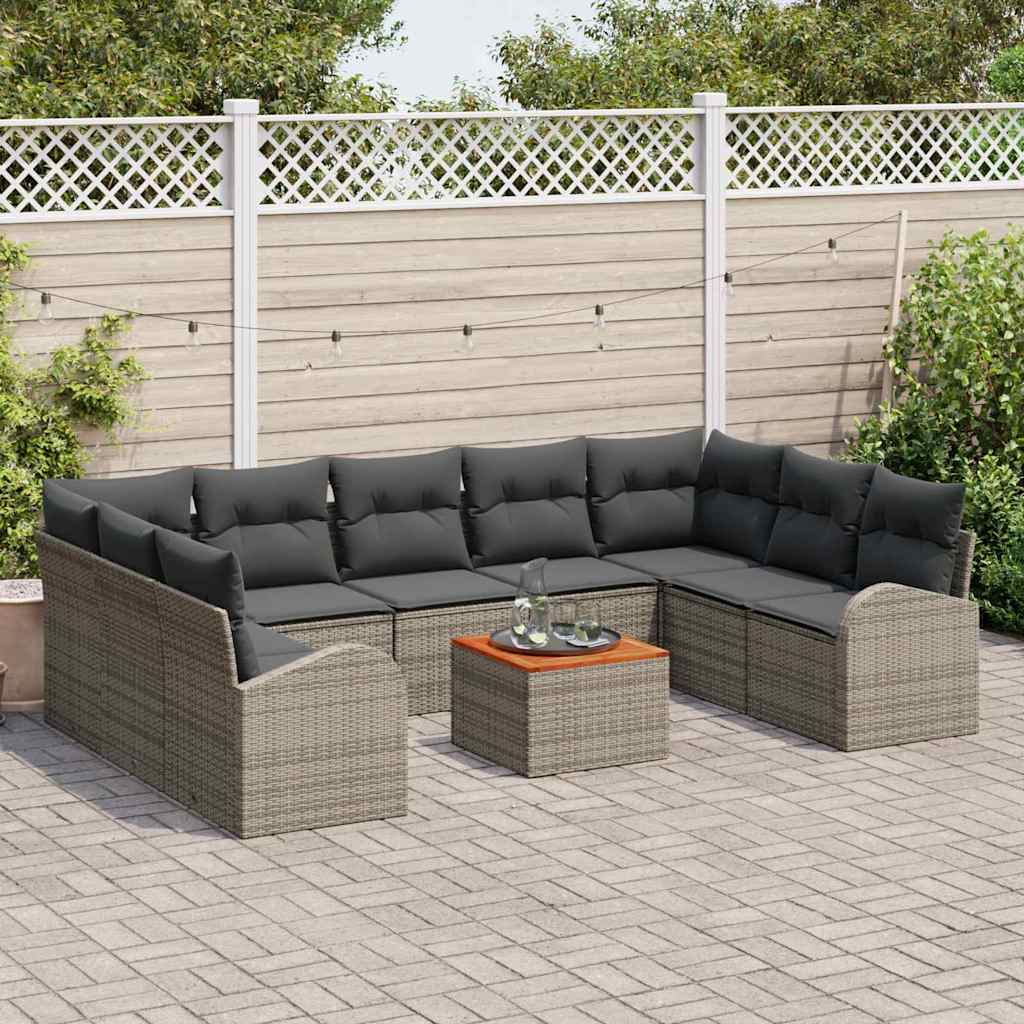 Sjedeća garnitura za vrt s jastukom 10 pcs Siva poliratan