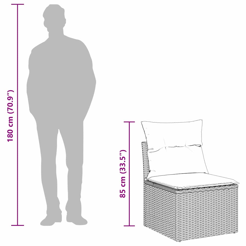 Sjedeća garnitura za vrt s jastukom 7 pcs Bež Poli ratan
