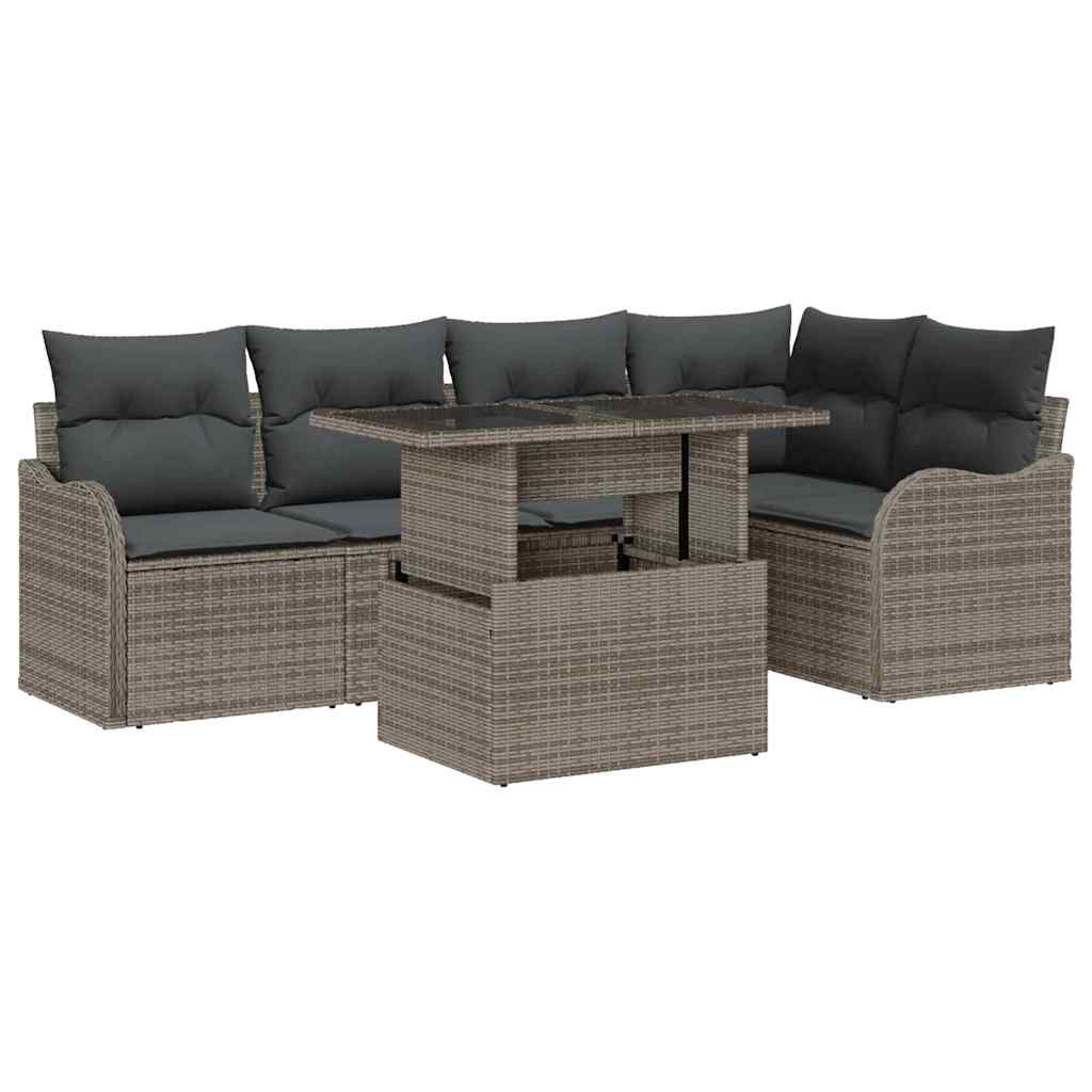 Blagovaonski set s jastukom 6 pcs Siva Poli ratan