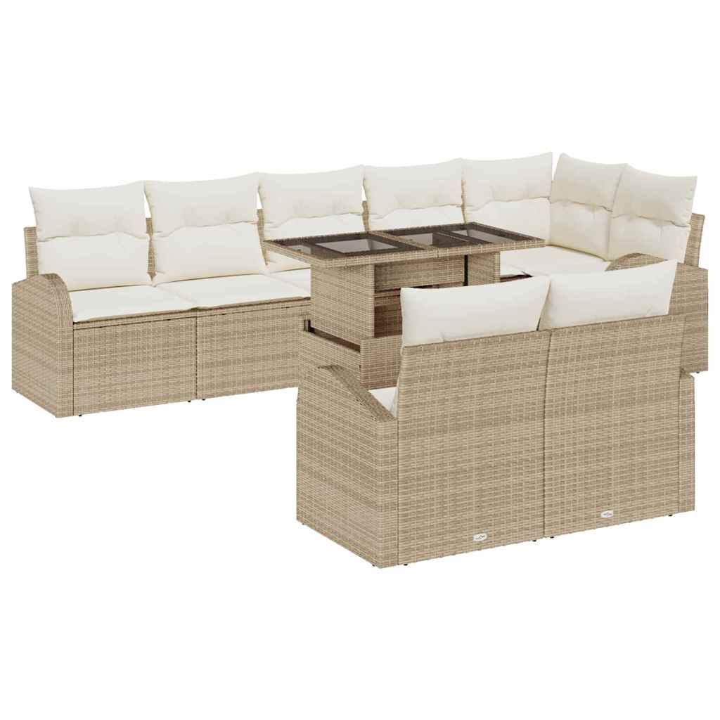 Sjedeća garnitura za vrt s pohranom 9 pcs Bež i krema poliratan