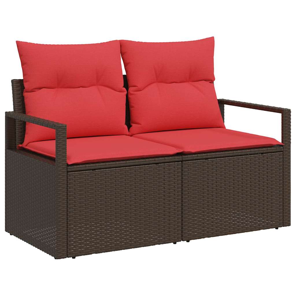 Sjedeća garnitura za vrt 7 pcs Smeđe-crvena poliratan