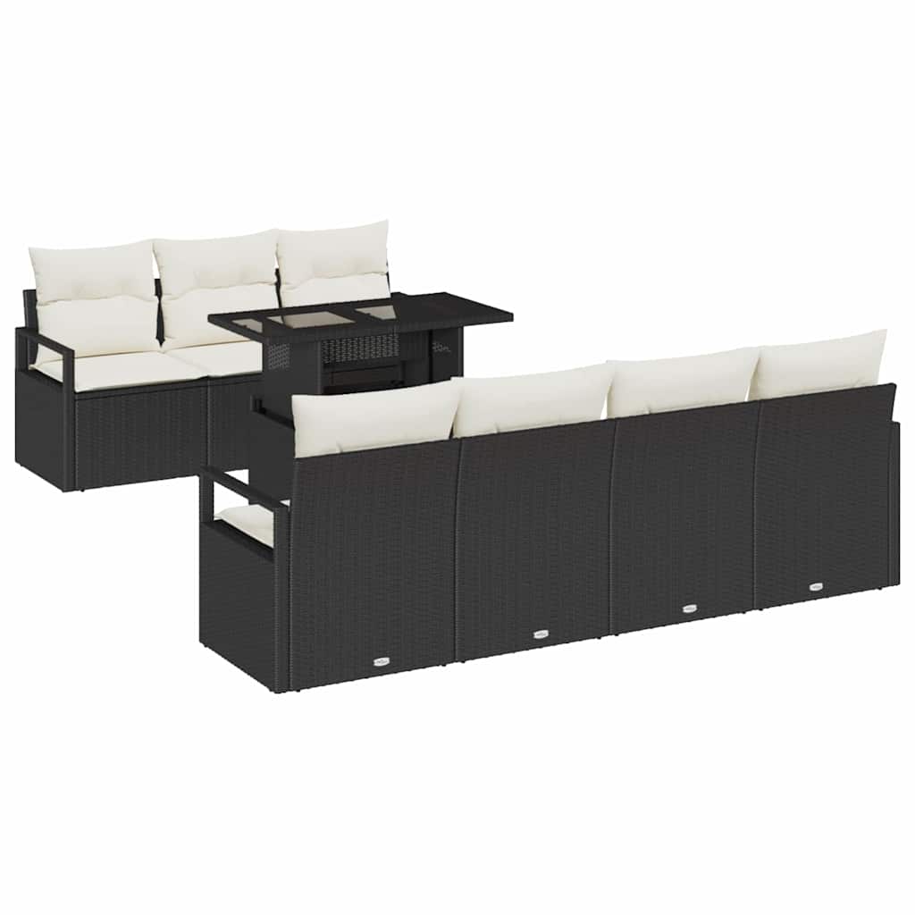 Sjedeća garnitura za vrt 8 pcs Crna i Krema poliratan