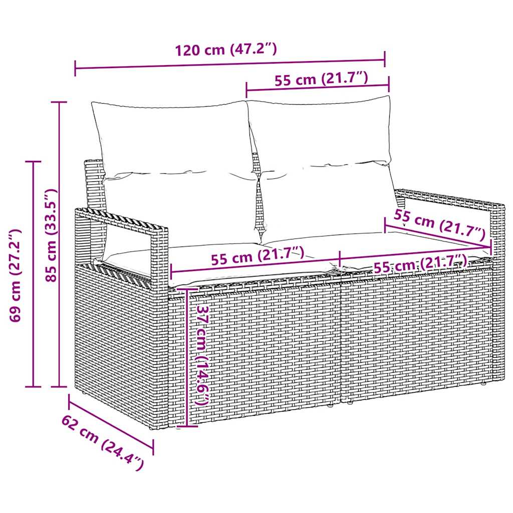 Sjedeća garnitura za vrt 6 pcs bež i svjetlosiva poliratan