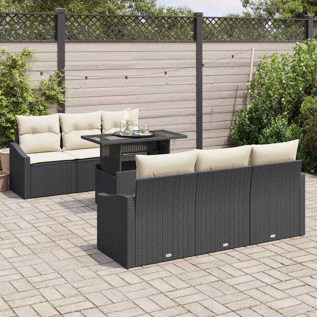 Sjedeća garnitura za vrt 7 pcs Crna i krem 100 x 55 x 73 cm