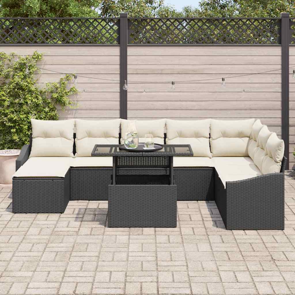 Set sofe s jastukom s pohranom 9 pcs Crna i Krema poliratan